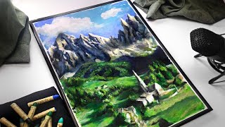 【ASMR Art】Landscape Drawing  No Talking [upl. by Keisling]