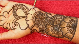 Very beautiful stylish front hand mehandi ka design  easy mehendi design  Simple wedding mehndi [upl. by Eisyak245]