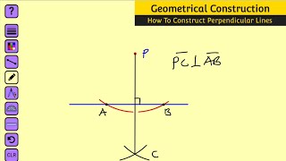 Constructing a Perpendicular Line through a Point on the Given Line [upl. by Nelo104]