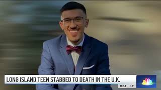 Long Island teen studying in UK stabbed to death by roommate Police  NBC New York [upl. by Akinam]