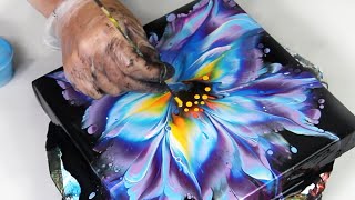 😍 Reverse Flower Dip Technique  Acrylic Pour Painting [upl. by Esimorp]