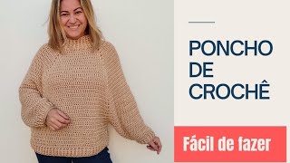 PONCHO DE CROCHÊ com mangas fácil de fazer [upl. by Notgnimer]