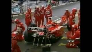 Eddie Irvine slow pit stop  F1 European GP 1999 [upl. by Nyrrat309]