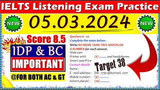 IELTS LISTENING PRACTICE TEST 2024 WITH ANSWERS  05032024 [upl. by Krein981]