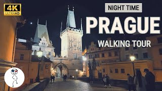 Prague 4K Walking Tour At Night In 2024 🇨🇿 [upl. by Ellison]