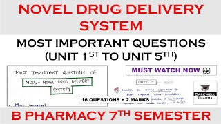 ndds 7th semester important questions  Novel Drug Delivery System 7th semester important questions [upl. by Enybor]