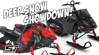 TURBO SHOOTOUT 2023 Ski Doo Freeride vs 2023 Polaris RMK Khaos Slash [upl. by Sucramat]