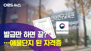 OBS 뉴스 갈 곳 없는 한국어교원자격증 관리 부실 [upl. by Einahpehs]