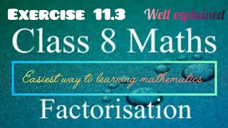 Factorisation class 8 exercise 113 ml aggarwal factorisation mlaggarwal class8maths [upl. by Ikcim]