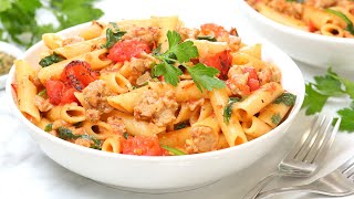 One Pot Italian Sausage amp Spinach Pasta  Easy 30 Minute Dinner Recipe [upl. by Tut]