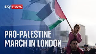 Hundreds of thousands of demonstrators hold proPalestinian march in London [upl. by Wickman]