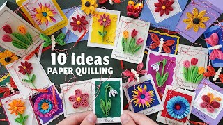 10 EASY paper quilling DESIGNS for spring  Mini Cards amp Brooches  Martisor Handmade [upl. by Eziechiele]