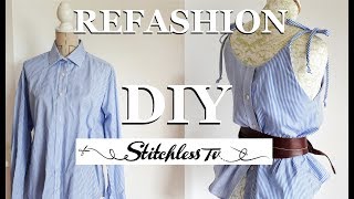 DIY Refashion mens shirt into a strappy camisole top [upl. by Ecydnarb]