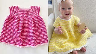 Crochet Houndstooth Baby Dress [upl. by Semaj]