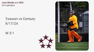 GK Highlights from Towson Varsity Field Hockey vs Century 91724 [upl. by Aliuqat]