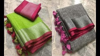 new arrival linen saree collections for best price [upl. by Mobley]