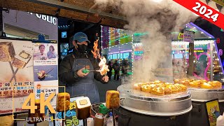 Korean Street Food 🇰🇷 Seoul South Korea  Myeongdong Walk  길거리 음식 명동 서울 한국  Virtual Walking 2024 [upl. by Reinaldo]