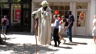 The Floating Man with Yoda Face YOU CAN GUESS THE TRICK London Street Performance [upl. by Neelrahs596]