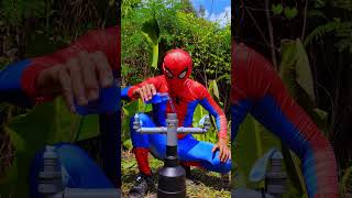 Grape juice balloon explosion spiderman light funny spiderman [upl. by Aneloc23]