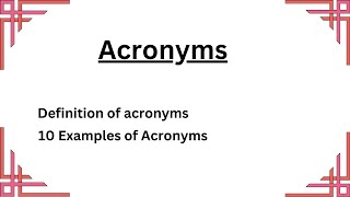 Acronyms with Examples  Word Formation [upl. by Aneeb]