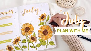 🌻 plan with me  july 2022 bullet journal setup [upl. by Ixel]