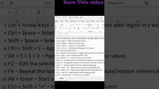 20 Unique shortcut keys for Excel shorts excel exceltips [upl. by Shem]