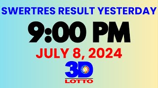 Swertres Result Yesterday 2PM5PM amp 9PM July 8 2024  2D3D Lotto [upl. by Sathrum]