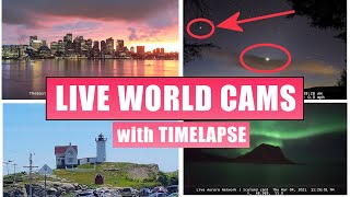 160 LIVE World Cameras Relaxing Music Map Daily Timelapse Armchair Travel [upl. by Estus]