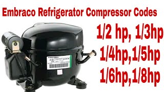 Embraco Refrigerator Compressor Codes And Hp Sizes In Urdu Hindi [upl. by Atsirhc589]