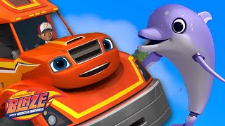 Big Rig Blaze Rescues a Dolphin w AJ  Blaze and the Monster Machines [upl. by Ahsenet]