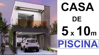 CASA PEQUENA DE 5 x 10 m  SOBRADO DUPLEX COM PISCINA  58 [upl. by Nyrad]