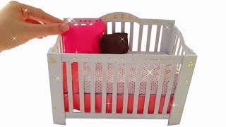 DIY Miniature ✫ Baby Crib ✫ Tutorial  Crafts [upl. by Katzir]