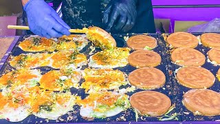 japanese street food  OSAKAYAKI osaka version of okonomiyaki [upl. by Sidman817]