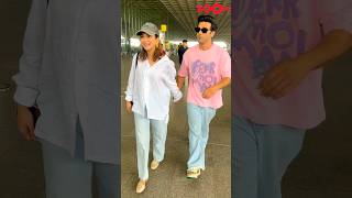 Pulkit Samrat amp Kriti Kharbanda POSE twice for paps at the airport shorts kritikharbanda pulkit [upl. by Wyatan]