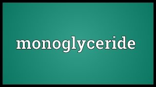 Monoglyceride Meaning [upl. by Erdried737]