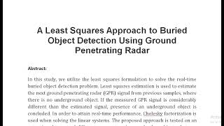 A Least Squares Approach to Buried Object Detection Using Ground Penetrating Radar [upl. by Granlund671]