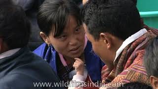 Bhutanese crowd gather at Changlimithang Stadium Thimphu Bhutan [upl. by Etteve]