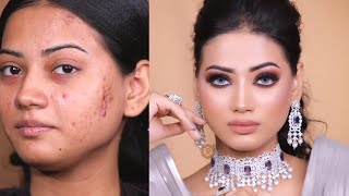 PIMPLE SKIN MAKEUP  Oily Skin Makeup Tutorial  Long Lasting Makeup  pkmakeupstudio [upl. by Devon]