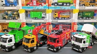 Diecast Trucks Of Garbage Truck Logging Truck Fire Truck Road Sweeper Truck [upl. by Luapsemaj]