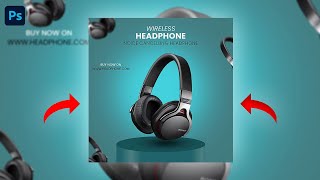 Photoshop Product Manipulation  Headphone Advertising Post Design  Hindi Tutorial photoshop [upl. by Ecineg]