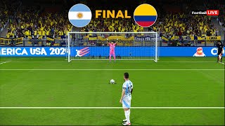 Argentina vs Colombia FINAL  Penalty Shootout  Copa America 2024  Messi vs James  PES Gameplay [upl. by Ysteb]