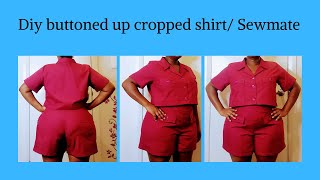 diy button up shirt crop topsewingpattern makingsewmate [upl. by Glynnis751]