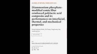 Diammonium phosphatemodified ramie fiber reinforced polylactic acid composite and it  RTCLTV [upl. by Ailed]