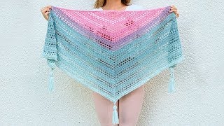 SUCH SIMPLE SHAWL  MADE WITH MANDALA CAKE  FREE CROCHET PATTERN [upl. by Eisenberg]