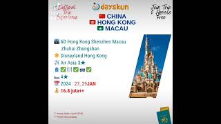 🏙️ 6D Hong Kong Shenzhen Macau Zhuhai Zhongshan  IDR 168 juta tour pakettour tur hongkong [upl. by Ruscher]