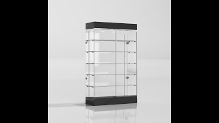 Exquisite Frameless Glass Cabinet Illuminated Canopy Black 12M X 045M X 2M Flat Pack [upl. by Anairuy]