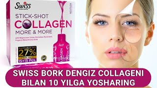 🐚 SWISS BORKDAN  DENGIZ COLLAGENI  Денгиз соллагени 10 йилга ёшаринг  STICK SHOT COLLAGEN swiss [upl. by Sucramrej]