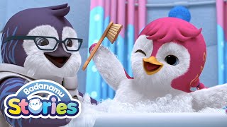 S1 EP09 Bath Time Penguins l Badanamu Stories l Nursery Rhymes amp Kids Songs [upl. by Manolo]