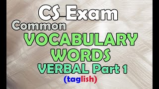 VOCABULARY WORDS 1  VERBAL  CareerCivil Service Exam [upl. by Ylerebmik201]