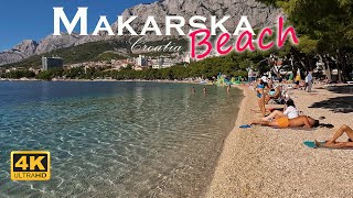 Makarska Beach Croatia Walking Tour 4K [upl. by Akiehsat537]